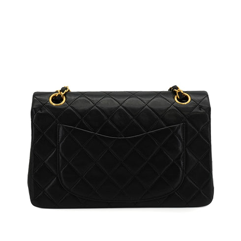 VINTAGE CHANEL CLASSIC FLAP SMALL CHAIN SHOULDER BAG BLACK LAMB SKIN GOLD HARDWARE 90344391