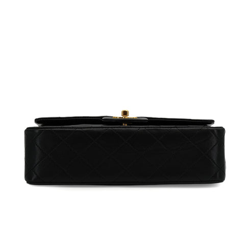 VINTAGE CHANEL CLASSIC FLAP SMALL CHAIN SHOULDER BAG BLACK LAMB SKIN GOLD HARDWARE 90344391
