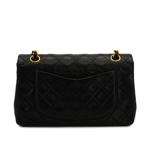 VINTAGE CHANEL CLASSIC FLAP SMALL CHAIN SHOULDER BAG BLACK LAMB SKIN GOLD HARDWARE 90344442