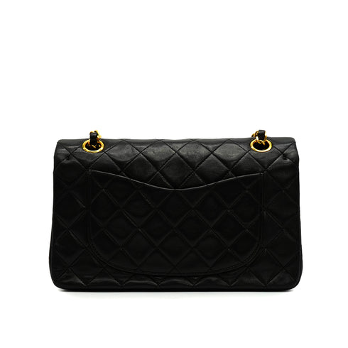 VINTAGE CHANEL CLASSIC FLAP SMALL CHAIN SHOULDER BAG BLACK LAMB SKIN GOLD HARDWARE 90345066