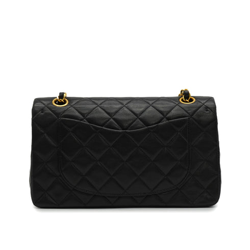 VINTAGE CHANEL CLASSIC FLAP SMALL CHAIN SHOULDER BAG BLACK LAMB SKIN GOLD HARDWARE 90345072