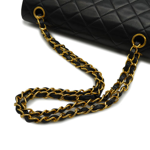 VINTAGE CHANEL CLASSIC FLAP SMALL CHAIN SHOULDER BAG BLACK LAMB SKIN GOLD HARDWARE 90345072