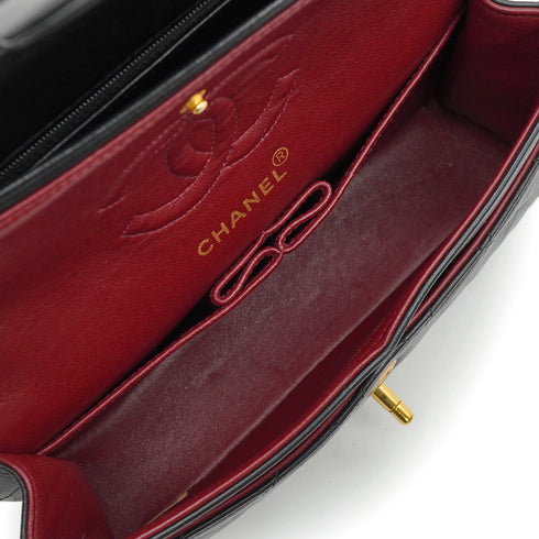 VINTAGE CHANEL CLASSIC FLAP SMALL CHAIN SHOULDER BAG BLACK LAMB SKIN GOLD HARDWARE 90345072