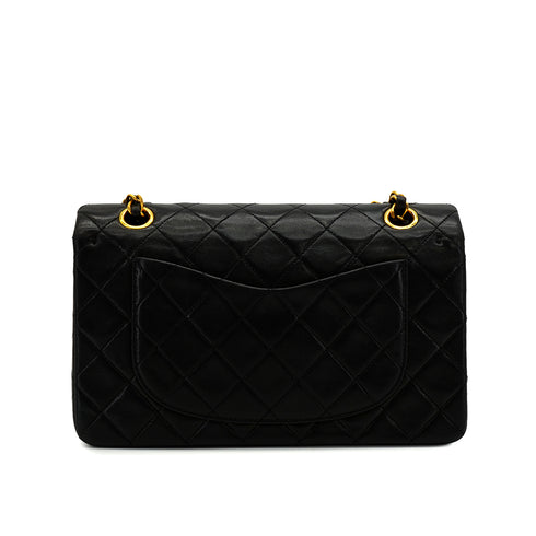 VINTAGE CHANEL CLASSIC FLAP SMALL CHAIN SHOULDER BAG BLACK LAMB SKIN GOLD HARDWARE 90345507