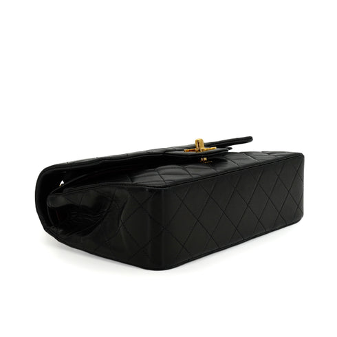 VINTAGE CHANEL CLASSIC FLAP SMALL CHAIN SHOULDER BAG BLACK LAMB SKIN GOLD HARDWARE 90346112