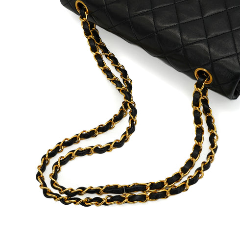 VINTAGE CHANEL CLASSIC FLAP SMALL CHAIN SHOULDER BAG BLACK LAMB SKIN GOLD HARDWARE 90346112