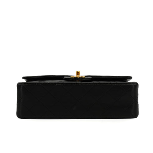 VINTAGE CHANEL CLASSIC FLAP SMALL CHAIN SHOULDER BAG BLACK LAMB SKIN GOLD HARDWARE 90348218