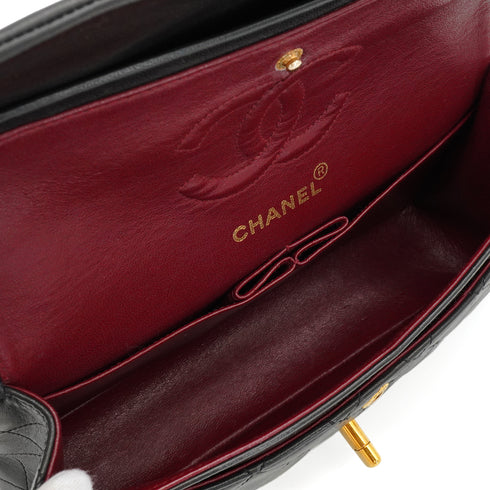 VINTAGE CHANEL CLASSIC FLAP SMALL CHAIN SHOULDER BAG BLACK LAMB SKIN GOLD HARDWARE 90348218