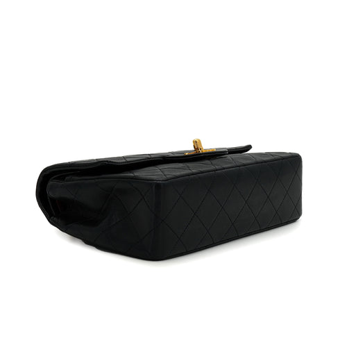 VINTAGE CHANEL CLASSIC FLAP SMALL CHAIN SHOULDER BAG BLACK LAMB SKIN GOLD HARDWARE 90349275