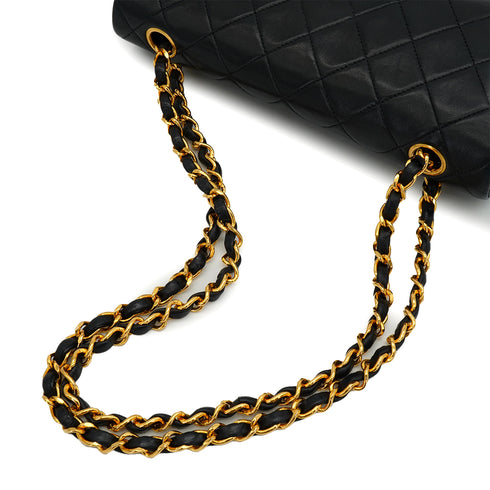 VINTAGE CHANEL CLASSIC FLAP SMALL CHAIN SHOULDER BAG BLACK LAMB SKIN GOLD HARDWARE 90349275