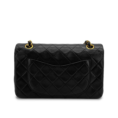 VINTAGE CHANEL CLASSIC FLAP SMALL CHAIN SHOULDER BAG BLACK LAMB SKIN GOLD HARDWARE 90313409