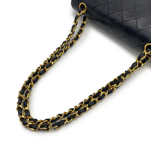 VINTAGE CHANEL CLASSIC FLAP SMALL CHAIN SHOULDER BAG BLACK LAMB SKIN GOLD HARDWARE 90313409