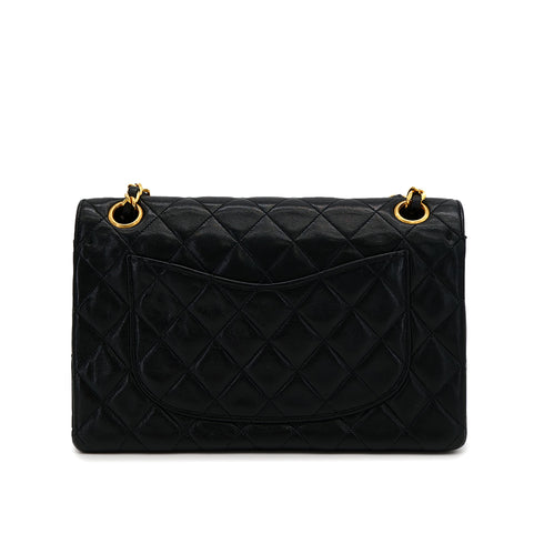 VINTAGE CHANEL MATELASSE CHAIN SHOULDER BAG BLACK LAMB SKIN GOLD HARDWARE 90320179