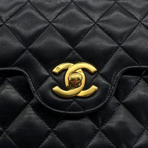 VINTAGE CHANEL MATELASSE CHAIN SHOULDER BAG BLACK LAMB SKIN GOLD HARDWARE 90320179