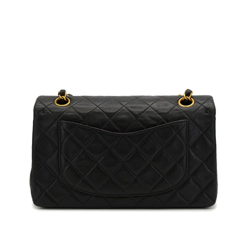 VINTAGE CHANEL CLASSIC FLAP SMALL CHAIN SHOULDER BAG BLACK LAMB SKIN GOLD HARDWARE 90323457
