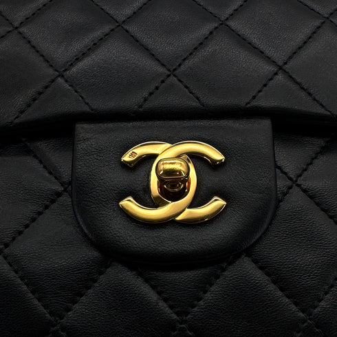 VINTAGE CHANEL CLASSIC FLAP SMALL CHAIN SHOULDER BAG BLACK LAMB SKIN GOLD HARDWARE 90324142
