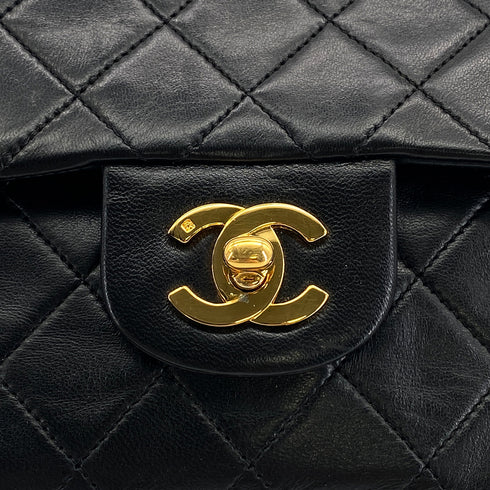 VINTAGE CHANEL CLASSIC FLAP SMALL CHAIN SHOULDER BAG BLACK LAMB SKIN GOLD HARDWARE 90324281