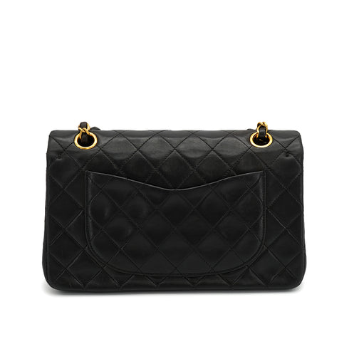 VINTAGE CHANEL CLASSIC FLAP SMALL CHAIN SHOULDER BAG BLACK LAMB SKIN GOLD HARDWARE 90324749