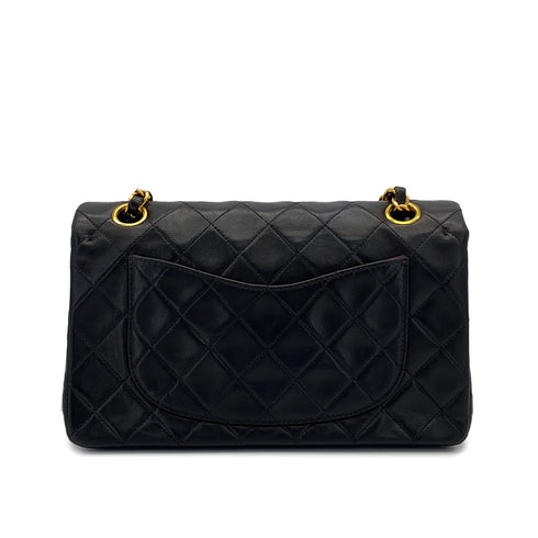 VINTAGE CHANEL CLASSIC FLAP SMALL CHAIN SHOULDER BAG BLACK LAMB SKIN GOLD HARDWARE 90324758