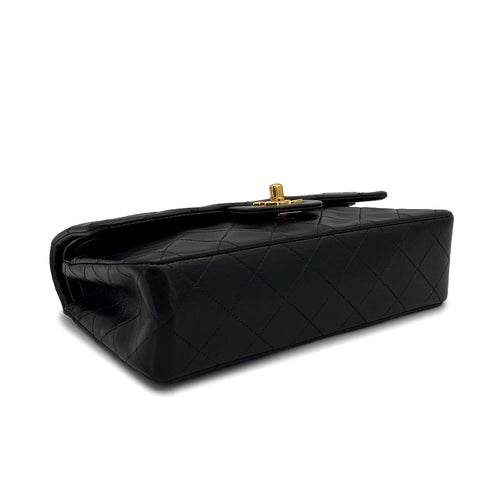 VINTAGE CHANEL CLASSIC FLAP SMALL CHAIN SHOULDER BAG BLACK LAMB SKIN GOLD HARDWARE 90324758