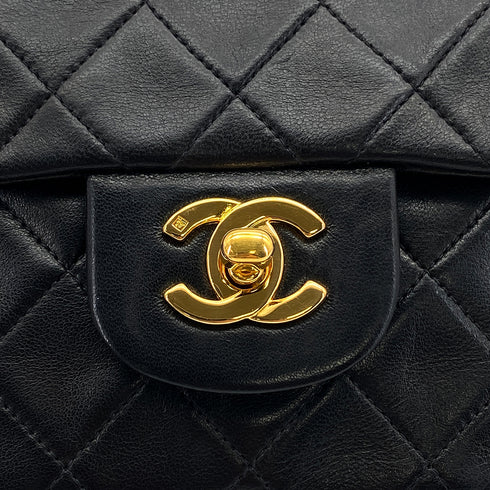 VINTAGE CHANEL CLASSIC FLAP SMALL CHAIN SHOULDER BAG BLACK LAMB SKIN GOLD HARDWARE 90324758
