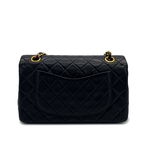 VINTAGE CHANEL CLASSIC FLAP SMALL CHAIN SHOULDER BAG BLACK LAMB SKIN GOLD HARDWARE 90324823