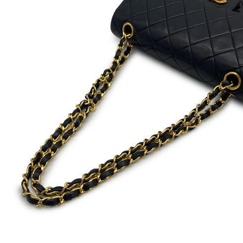 VINTAGE CHANEL CLASSIC FLAP SMALL CHAIN SHOULDER BAG BLACK LAMB SKIN GOLD HARDWARE 90324823