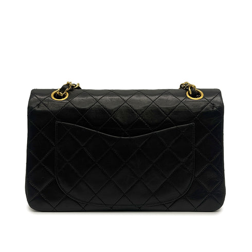 VINTAGE CHANEL CLASSIC FLAP SMALL CHAIN SHOULDER BAG BLACK LAMB SKIN GOLD HARDWARE 90326208