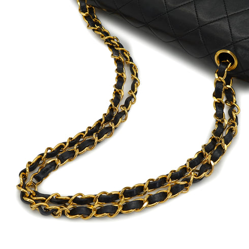 VINTAGE CHANEL CLASSIC FLAP SMALL CHAIN SHOULDER BAG BLACK LAMB SKIN GOLD HARDWARE 90326743