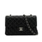 CHANEL CLASSIC FLAP SMALL CHAIN SHOULDER BAG BLACK LAMB SKIN SILVER HARDWARE 90350355