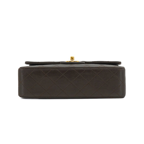 VINTAGE CHANEL CLASSIC FLAP SMALL CHAIN SHOULDER BAG BROWN LAMB SKIN GOLD HARDWARE 90338881