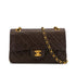 VINTAGE CHANEL CLASSIC FLAP SMALL CHAIN SHOULDER BAG BROWN LAMB SKIN GOLD HARDWARE 90322290