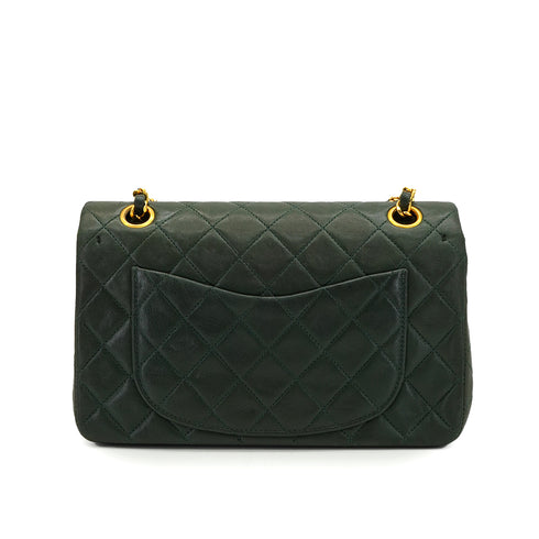 VINTAGE CHANEL CLASSIC FLAP SMALL CHAIN SHOULDER BAG KAHKI LAMB SKIN GOLD HARDWARE 90342728
