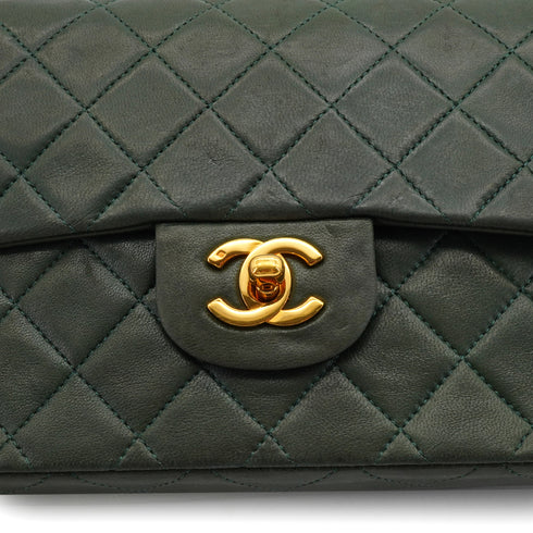 VINTAGE CHANEL CLASSIC FLAP SMALL CHAIN SHOULDER BAG KAHKI LAMB SKIN GOLD HARDWARE 90342728