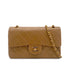 VINTAGE CHANEL CLASSIC FLAP SMALL CHAIN SHOULDER BAG LIGHT BROWN LAMB SKIN GOLD HARDWARE 90323200