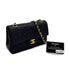 VINTAGE CHANEL CLASSIC FLAP SMALL CHAIN SHOULDER BAG NAVY LAMB SKIN GOLD HARDWARE 90315883