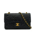 VINTAGE CHANEL CLASSIC FLAP SMALL CHAIN SHOULDER BAG NAVY LAMB SKIN GOLD HARDWARE 90338341