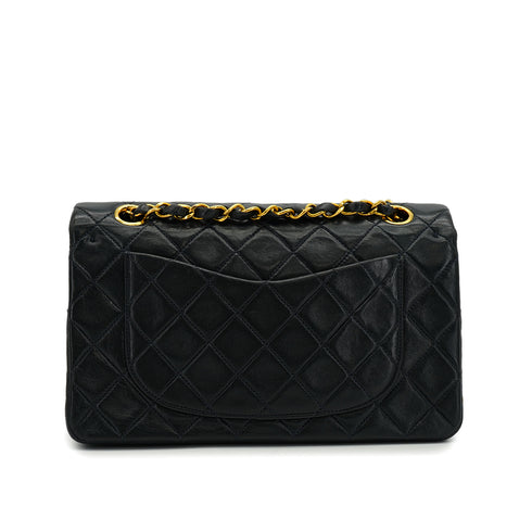 VINTAGE CHANEL CLASSIC FLAP SMALL CHAIN SHOULDER BAG NAVY LAMB SKIN GOLD HARDWARE 90338341