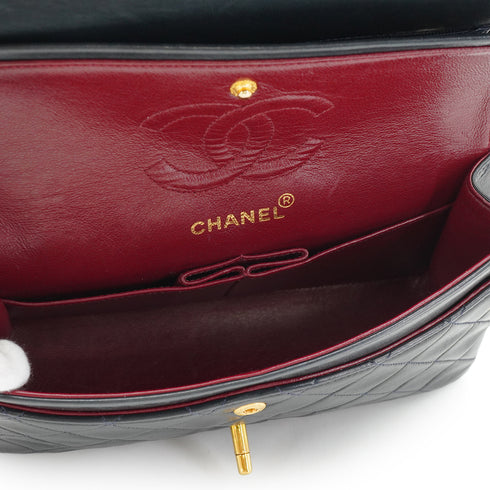 VINTAGE CHANEL CLASSIC FLAP SMALL CHAIN SHOULDER BAG NAVY LAMB SKIN GOLD HARDWARE 90338341