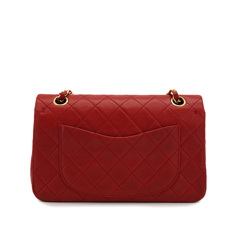 VINTAGE CHANEL CLASSIC FLAP SMALL CHAIN SHOULDER BAG RED LAMB SKIN GOLD HARDWARE 90321017