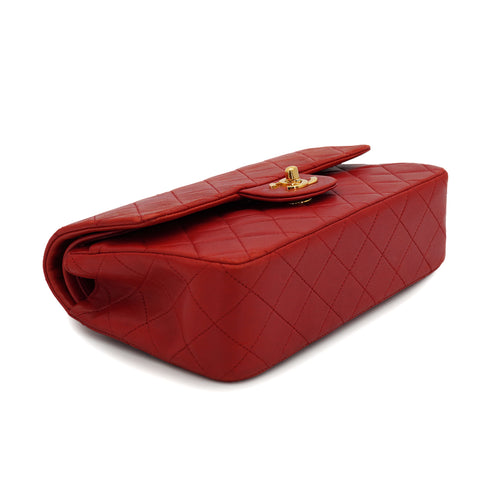 VINTAGE CHANEL CLASSIC FLAP SMALL CHAIN SHOULDER BAG RED LAMB SKIN GOLD HARDWARE 90321017