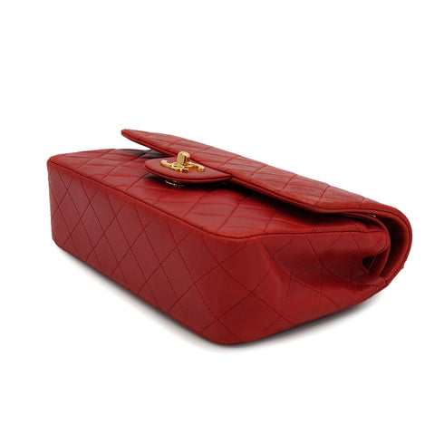 VINTAGE CHANEL CLASSIC FLAP SMALL CHAIN SHOULDER BAG RED LAMB SKIN GOLD HARDWARE 90321017
