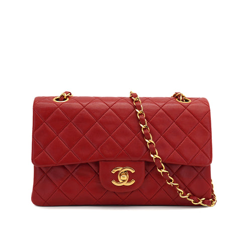 VINTAGE CHANEL CLASSIC FLAP SMALL CHAIN SHOULDER BAG RED LAMB SKIN GOLD HARDWARE 90331418