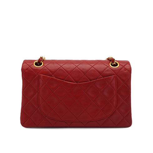 VINTAGE CHANEL CLASSIC FLAP SMALL CHAIN SHOULDER BAG RED LAMB SKIN GOLD HARDWARE 90331418