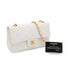 VINTAGE CHANEL CLASSIC FLAP SMALL CHAIN SHOULDER BAG WHITE LAMB SKIN GOLD HARDWARE 90322531