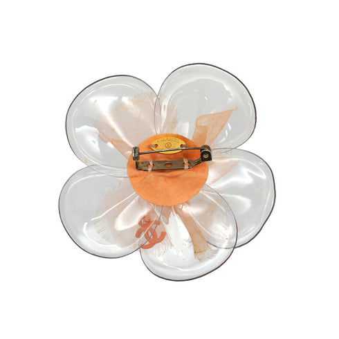 VINTAGE CHANEL CLEAR FLOWER COCOMARK BROOCH ORANGE ACCESSORY 90338288
