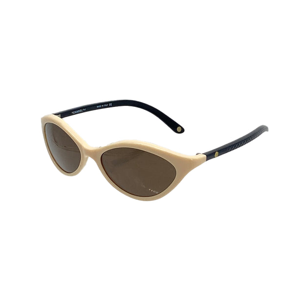 VINTAGE CHANEL COCOMARK BICOLOR SUNGLASSES BEIGE BLACK EYEWEAR 90328019