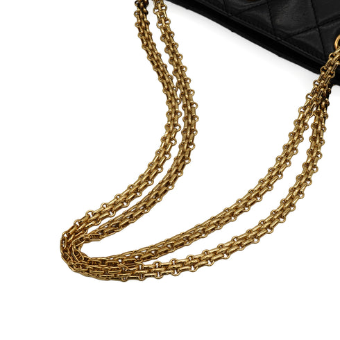 VINTAGE CHANEL MATELASSE BIJOU CHAIN TOTE BAG BLACK LEATHER GOLD HARDWARE 90350362