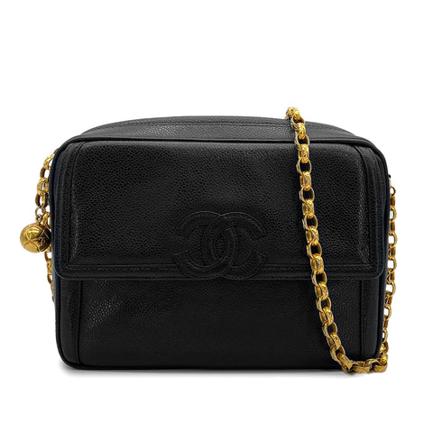 VINTAGE CHANEL COCOMARK BIJOU CHAIN SHUOLDER BAG BLACK CAVIAR SKIN GOLD HARDWARE 90324822