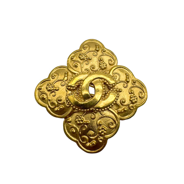 VINTAGE CHANEL COCOMARK BROOCH FLOWER GOLD ACCESSORY 96A 90328934